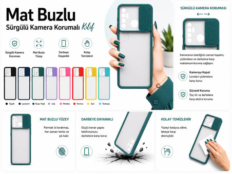 Tecno Spark 7 Pro Uyumlu Kılıf Sürgülü Kamera Korumalı Mat Lensi Telefon Kılıfı - Lila