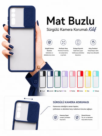 Vivo Y11S Uyumlu Kılıf Sürgülü Kamera Korumalı Mat Lensi Telefon Kılıfı - Lila