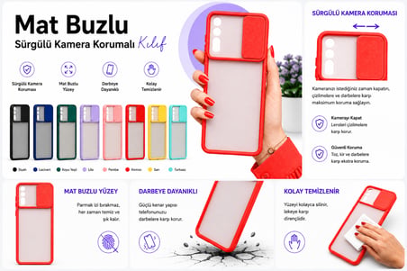 Vivo Y11S Uyumlu Kılıf Sürgülü Kamera Korumalı Mat Lensi Telefon Kılıfı - Lila