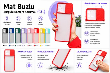 Vivo Y21S Uyumlu Kılıf Sürgülü Kamera Korumalı Mat Lensi Telefon Kılıfı - Koyu Yeşil