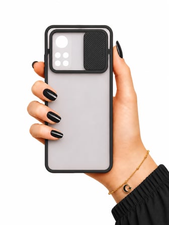 Xiaomi Mi 10T 5G Uyumlu Kılıf Sürgülü Kamera Korumalı Mat Lensi Telefon Kılıfı - Siyah