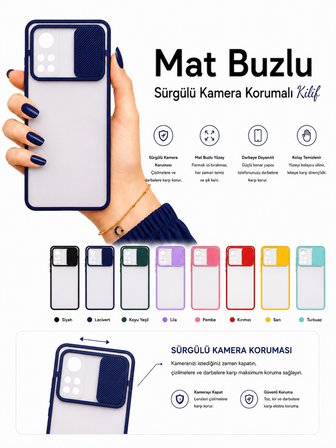 Xiaomi Mi 10T Pro 5G Uyumlu Kılıf Sürgülü Kamera Korumalı Mat Lensi Telefon Kılıfı - Sarı