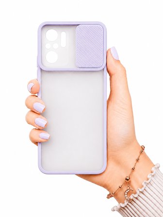 Xiaomi Poco M5S Uyumlu Kılıf Sürgülü Kamera Korumalı Mat Lensi Telefon Kılıfı - Lila