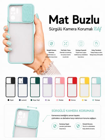 Xiaomi Poco M5S Uyumlu Kılıf Sürgülü Kamera Korumalı Mat Lensi Telefon Kılıfı - Lila