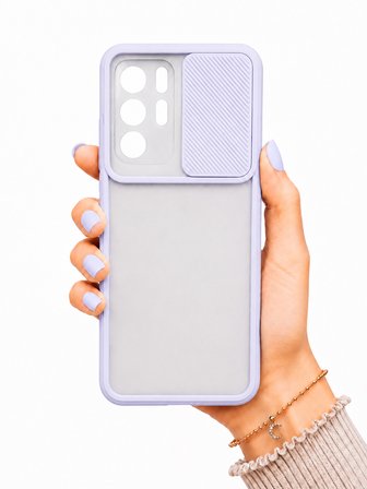 Xiaomi Poco X3 GT Uyumlu Kılıf Sürgülü Kamera Korumalı Mat Lensi Telefon Kılıfı - Lila