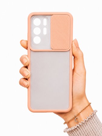 Xiaomi Poco X3 GT Uyumlu Kılıf Sürgülü Kamera Korumalı Mat Lensi Telefon Kılıfı - Pembe Açık