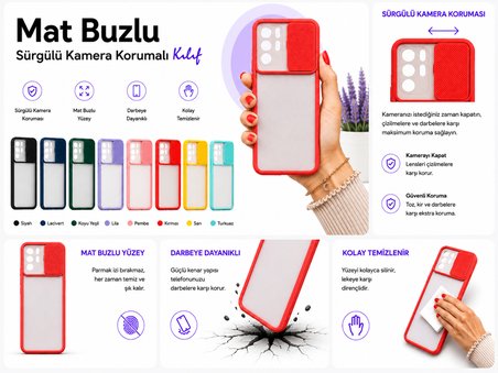 Xiaomi Poco X3 GT Uyumlu Kılıf Sürgülü Kamera Korumalı Mat Lensi Telefon Kılıfı - Pembe Açık