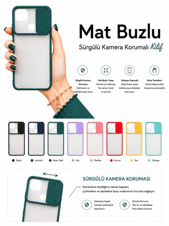Xiaomi Redmi 9C Uyumlu Kılıf Sürgülü Kamera Korumalı Mat Lensi Telefon Kılıfı - Pembe Açık