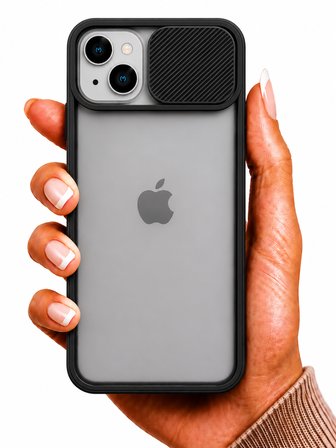 Apple iPhone 13 Mini Uyumlu Kılıf Sürgülü Kamera Korumalı Mat Lensi Telefon Kılıfı - Siyah