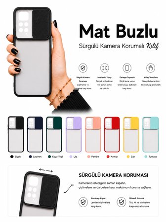 Xiaomi Redmi Note 11 Global Uyumlu Kılıf Sürgülü Kamera Korumalı Mat Lensi Telefon Kılıfı - Sarı
