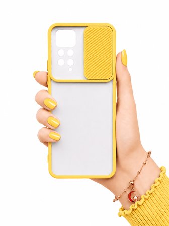 Xiaomi Redmi Note 11 Pro 5G Uyumlu Kılıf Sürgülü Kamera Korumalı Mat Lensi Telefon Kılıfı - Sarı