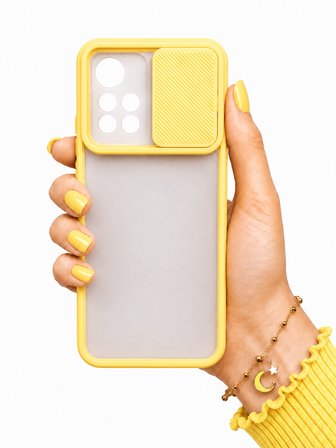 Xiaomi Redmi Note 11 Pro Plus 5G Uyumlu Kılıf Sürgülü Kamera Korumalı Mat Lensi Telefon Kılıfı - Sarı
