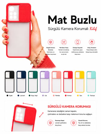 Xiaomi Redmi Note 11 Pro Plus 5G Uyumlu Kılıf Sürgülü Kamera Korumalı Mat Lensi Telefon Kılıfı - Siyah