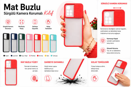 Xiaomi Redmi Note 11 Pro Plus 5G Uyumlu Kılıf Sürgülü Kamera Korumalı Mat Lensi Telefon Kılıfı - Siyah