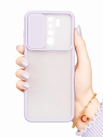 Xiaomi Redmi Note 8 Pro Uyumlu Kılıf Sürgülü Kamera Korumalı Mat Lensi Telefon Kılıfı - Lila