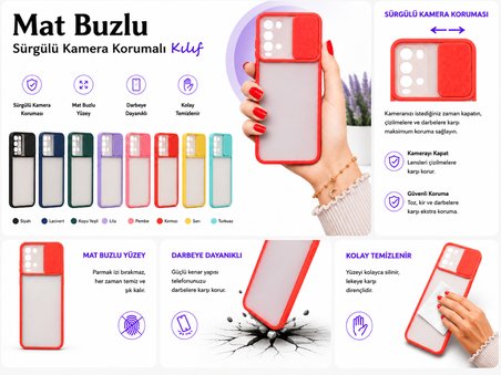 Xiaomi Redmi Note 9 4G Uyumlu Kılıf Sürgülü Kamera Korumalı Mat Lensi Telefon Kılıfı - Koyu Yeşil