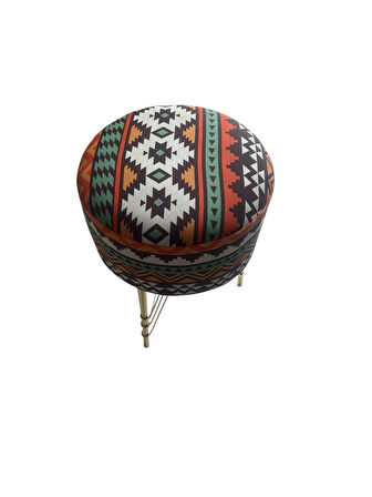 ayak dayama pufu metal ayaklı kilim desenli puf 
