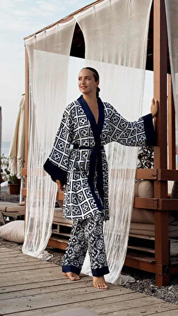 Saten Kimono Takımı (Çanta Hediyeli)