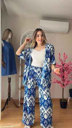 Kadın Yazlık Viskon Kimono Takım İç Göstermeyen
