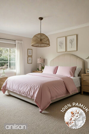 Düz Pudra King Ranforce Çarşaf Seti %100 Pamuk (Çarşaf+Yastık Kılıfı)