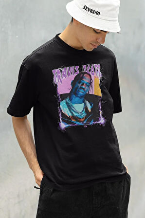 Şarkıcı Travis Scott Baskılı Unisex Oversize Rapper Tişört