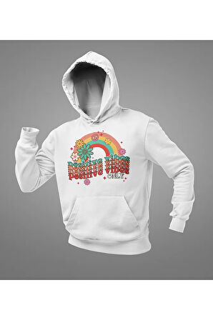Positive Vibes Only Yazılı Unisex Oversize Hoodie