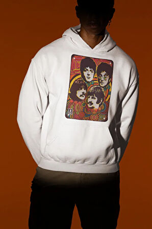 The Beatles Müzik Grubu Baskılı Unisex Hoodie, Oversize Sweatshirt