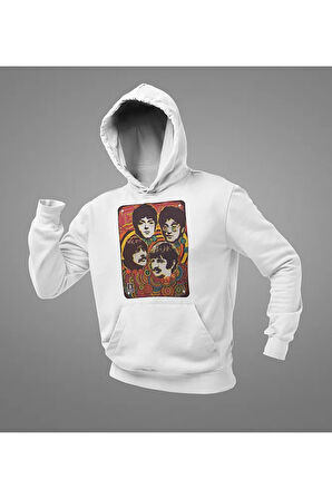The Beatles Müzik Grubu Baskılı Unisex Hoodie, Oversize Sweatshirt