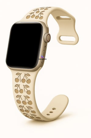 Apple Watch 10 42mm 5 6 7 8 9 Se Uyumlu 38 40 41mm Uyumlu Kiraz Desenli Silikon Kordon