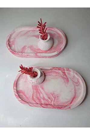 2'li Dekoratif Sunum Tabağı Minik Vazo ve Tabak