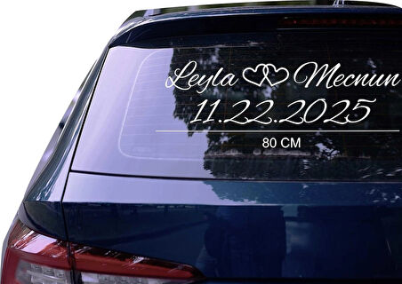 80 cm Kişiye Özel Gelin Arabası Cam Yazı Düğün Nikah Sticker Yapıştırma