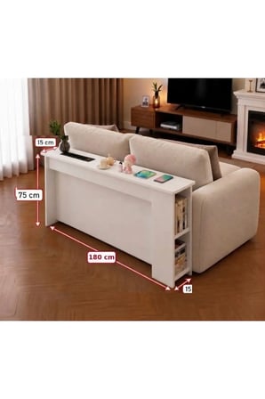 Koltuk Arkası MDF Dresuar – 4’lü Priz, USB + Type-C Şarj Konsolu | Koltuk Arkası Raf & Yan Sehpa
