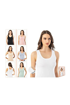 kit iç giyim KOTA 6003 Tekli Modal - Pamuk Kalın Askılı Kadın Atlet