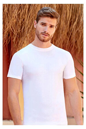 Berrak 5'li Sıfır Yaka KısaKollu %100 Pamuk Penye Erkek Fanila - Atlet