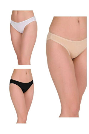 kit iç giyim Berrak 2056 3'lü (Görseldeki Renkler) Pamuklu ve Likralı Kadın Bikini Külot