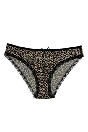 kit iç giyim Yıldız 3793 2'li Leopar Desenli Pamuklu ve Likralı Kadın Bikini Külot