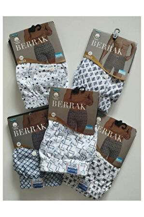 kit iç giyim Berrak 2'li %100 Pamuk Karışık Desenli ve Renkli Erkek Boxer