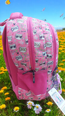 Kitty Kedi Model Pembe Okul Çantası ve Beslenme Çantası