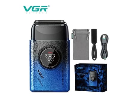 VGR V-377 MAVİ Elektrikli Tıraş Makinesi / LED Ekranlı Tıraş Makinesi / Güç Ayarlı Çift Bıçaklı Tıraş Makinesi