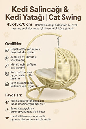 Kedi Salıncağı & Kedi Yatağı & Cat Swing 45x45x70cm (Sabitlenebilir)