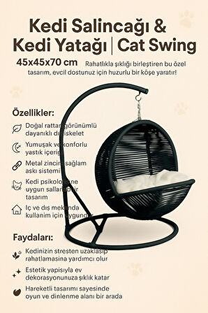 Kedi Salıncağı & Kedi Yatağı & Cat Swing 45x45x70cm (Sabitlenebilir)