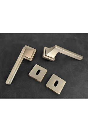 Karo Saten Kare Rozetli Oda Kapı Kolu 1 Takım Şık Ve Dayanıklı