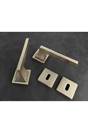 Karo Saten Kare Rozetli Oda Kapı Kolu 1 Takım Şık Ve Dayanıklı