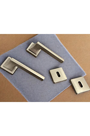 Karo Saten Kare Rozetli Oda Kapı Kolu 1 Takım Şık Ve Dayanıklı