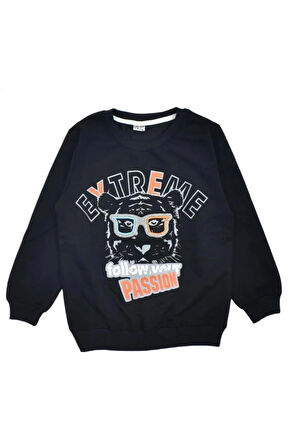 Kedi Baskılı Erkek Çocuk Sweatshirt