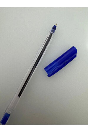 Tükenmez Kalem Üçgen Gövdeli Şeffaf Mavi Siyah Kırmızı (3 Adet)