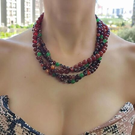 Çoklu kolye tasarım, değerli taş kolyeler, kadınlar için hediye, şık kolye tasarımları, anneye hediye kolye, doğal taş tarım el yapımı kolye