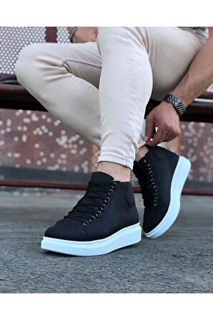 K&A  KA032 Siyah Bağcıklı Sneakers  Yarım Bilek Bot