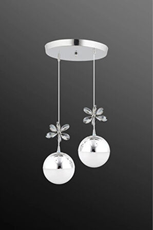Litra Lighting Kelebek 2'li Krom Sarkıt 3 Renk Modu Ledli Kristal Taşlı Modern Led Avize