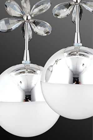 Litra Lighting Kelebek 2'li Krom Sarkıt 3 Renk Modu Ledli Kristal Taşlı Modern Led Avize